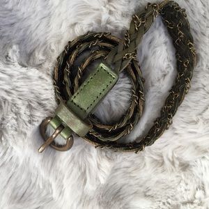 Anthropologie leather and metal woven belt